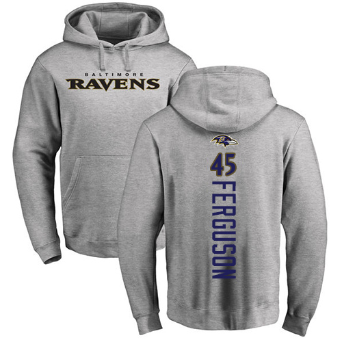 Men Baltimore Ravens Ash Jaylon Ferguson Backer NFL Football #45 Pullover Hoodie Sweatshirt